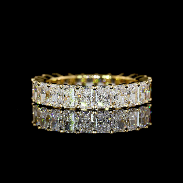 Lab-Grown 3.96 Carat Radiant E-VS Diamond 18K Yellow Gold Eternity Band Eternity