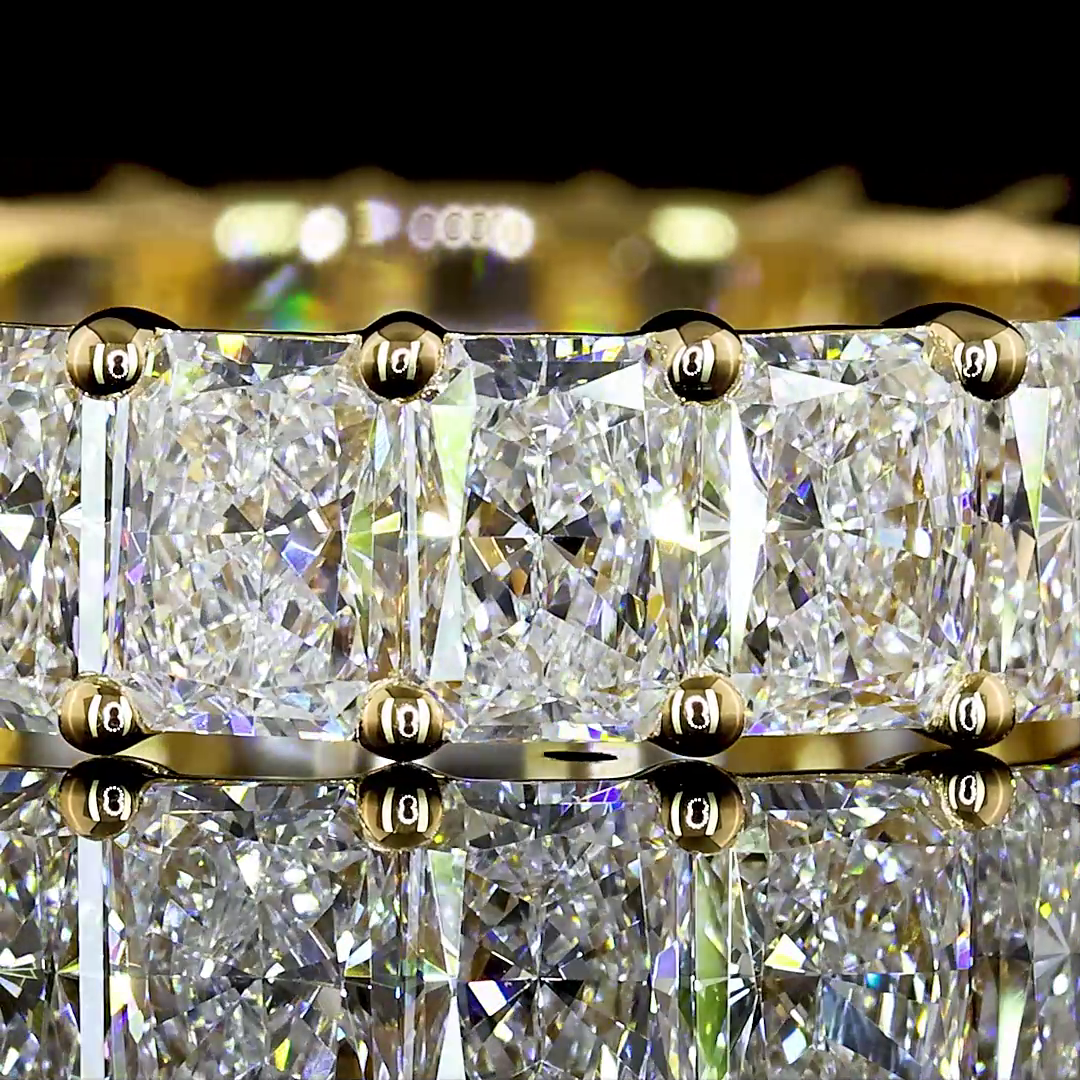 Lab-Grown 3.96 Carat Radiant E-VS Diamond 18K Yellow Gold Eternity Band Eternity
