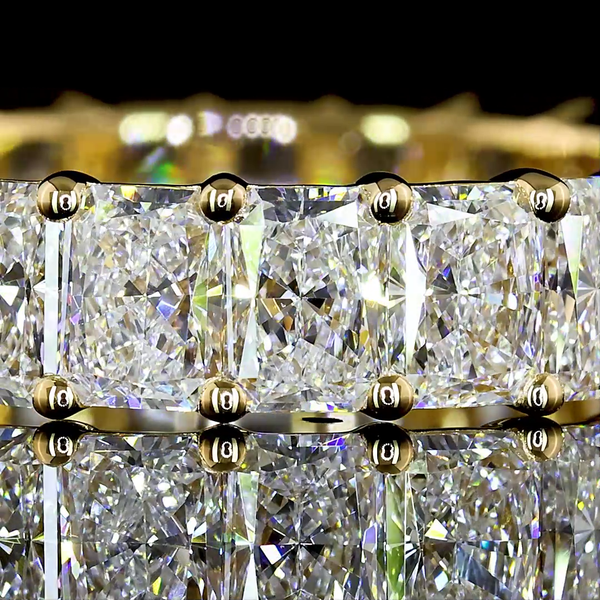 Lab-Grown 3.96 Carat Radiant E-VS Diamond 18K Yellow Gold Eternity Band Eternity