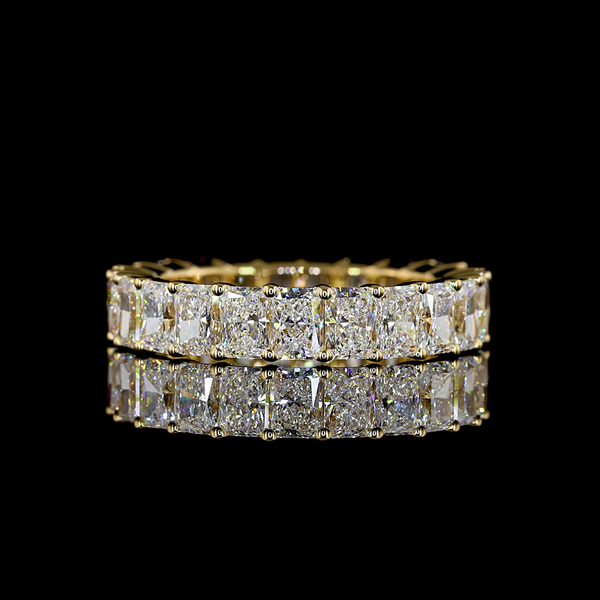 Lab-Grown 3.94 Carat Radiant E-VS Diamond 18K Yellow Gold Eternity Band Eternity