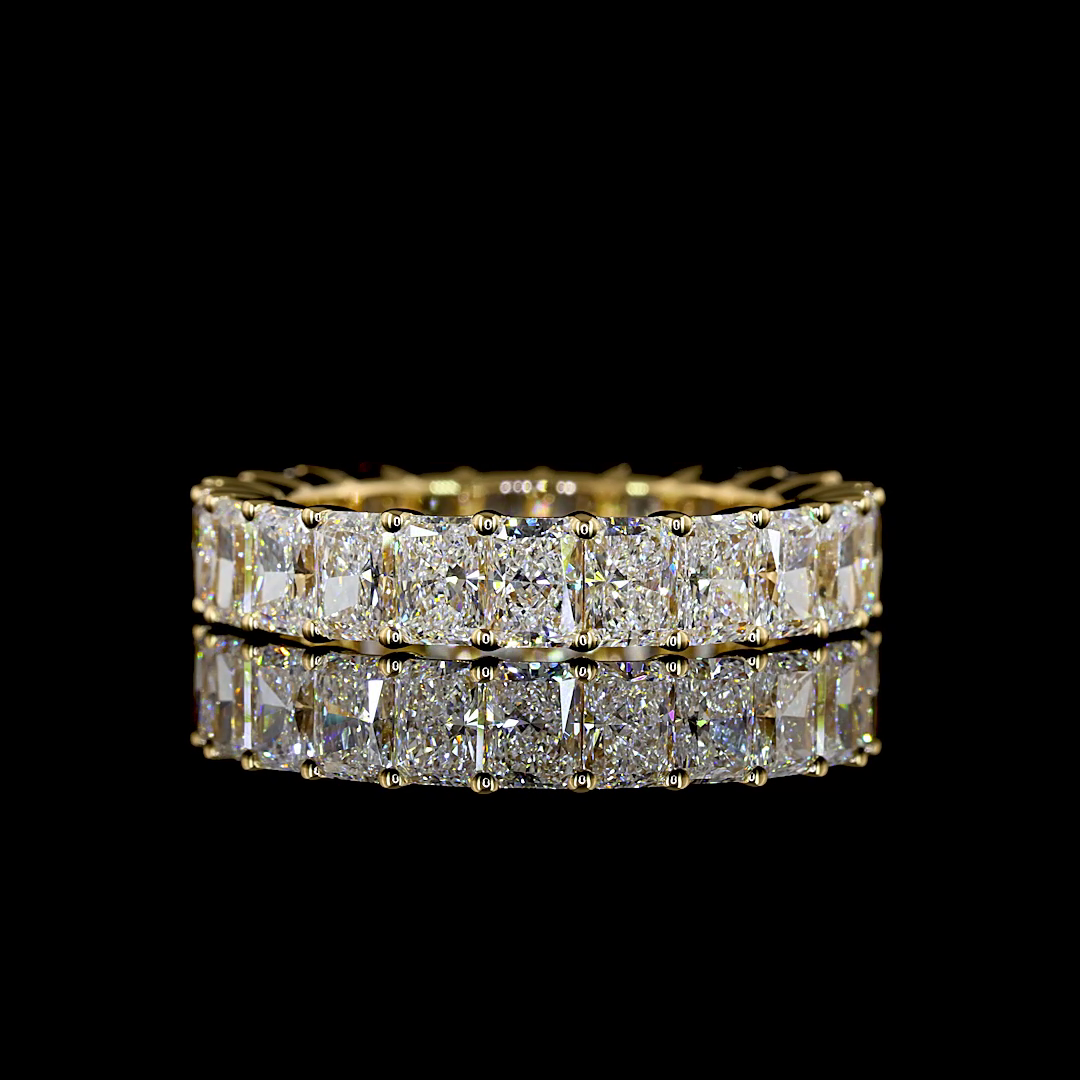 Lab-Grown 3.95 Carat Radiant F-VS1 Diamond 18K Yellow Gold Eternity Band Eternit