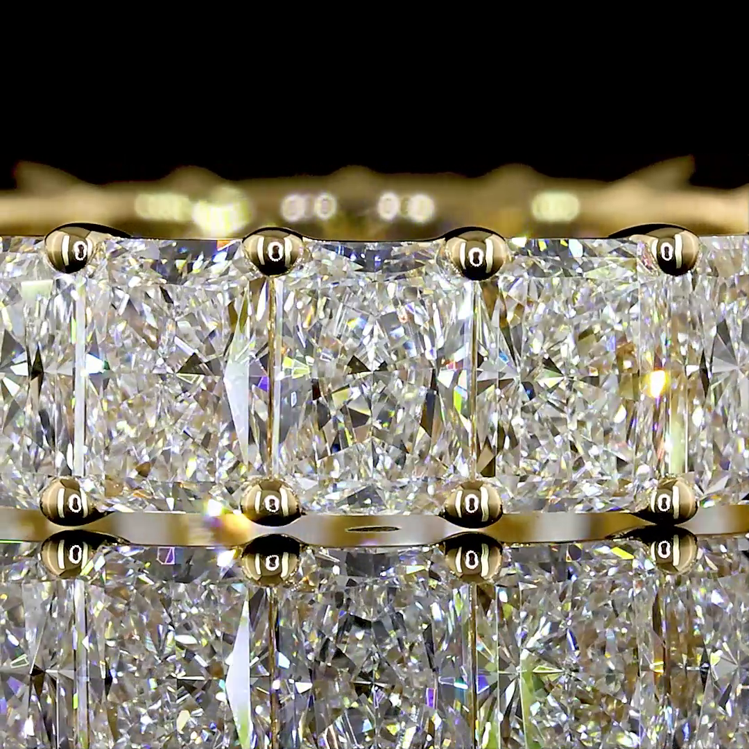 Lab-Grown 3.95 Carat Radiant F-VS1 Diamond 18K Yellow Gold Eternity Band Eternit