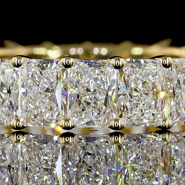 Lab-Grown 3.95 Carat Radiant F-VS1 Diamond 18K Yellow Gold Eternity Band Eternit