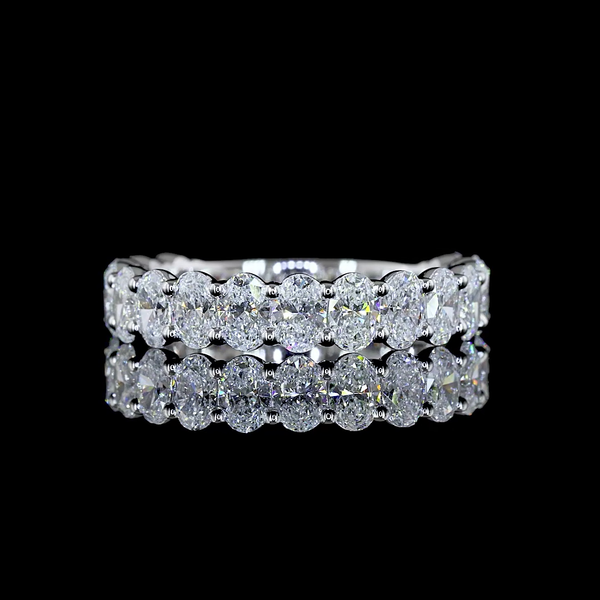 Lab-Grown 2.09 Carat Oval E-VS2 Diamond 14K White Gold 3/4 Band Eternity Band