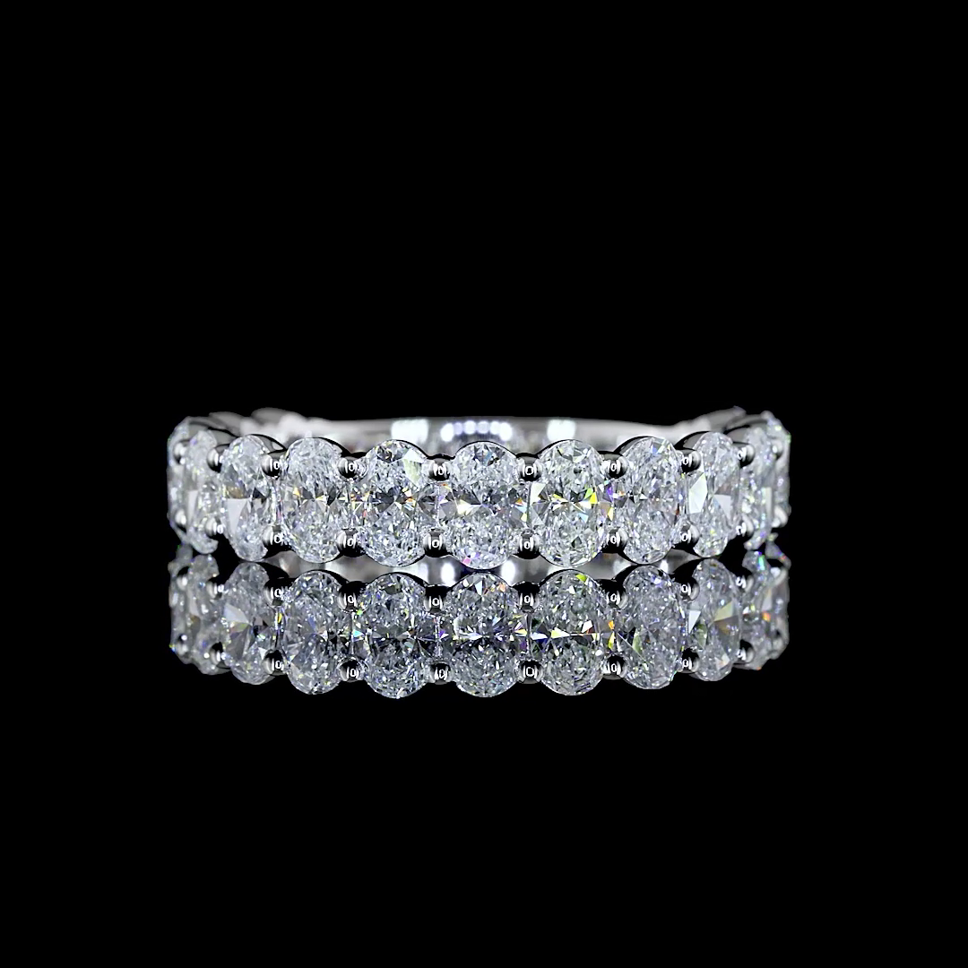 Lab-Grown 2.09 Carat Oval E-VS2 Diamond 14K White Gold 3/4 Band Eternity Band