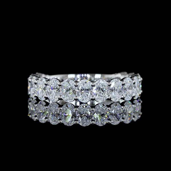 Lab-Grown 2.08 Carat Oval E-VS2 Diamond 14K White Gold 3/4 Band Eternity Band