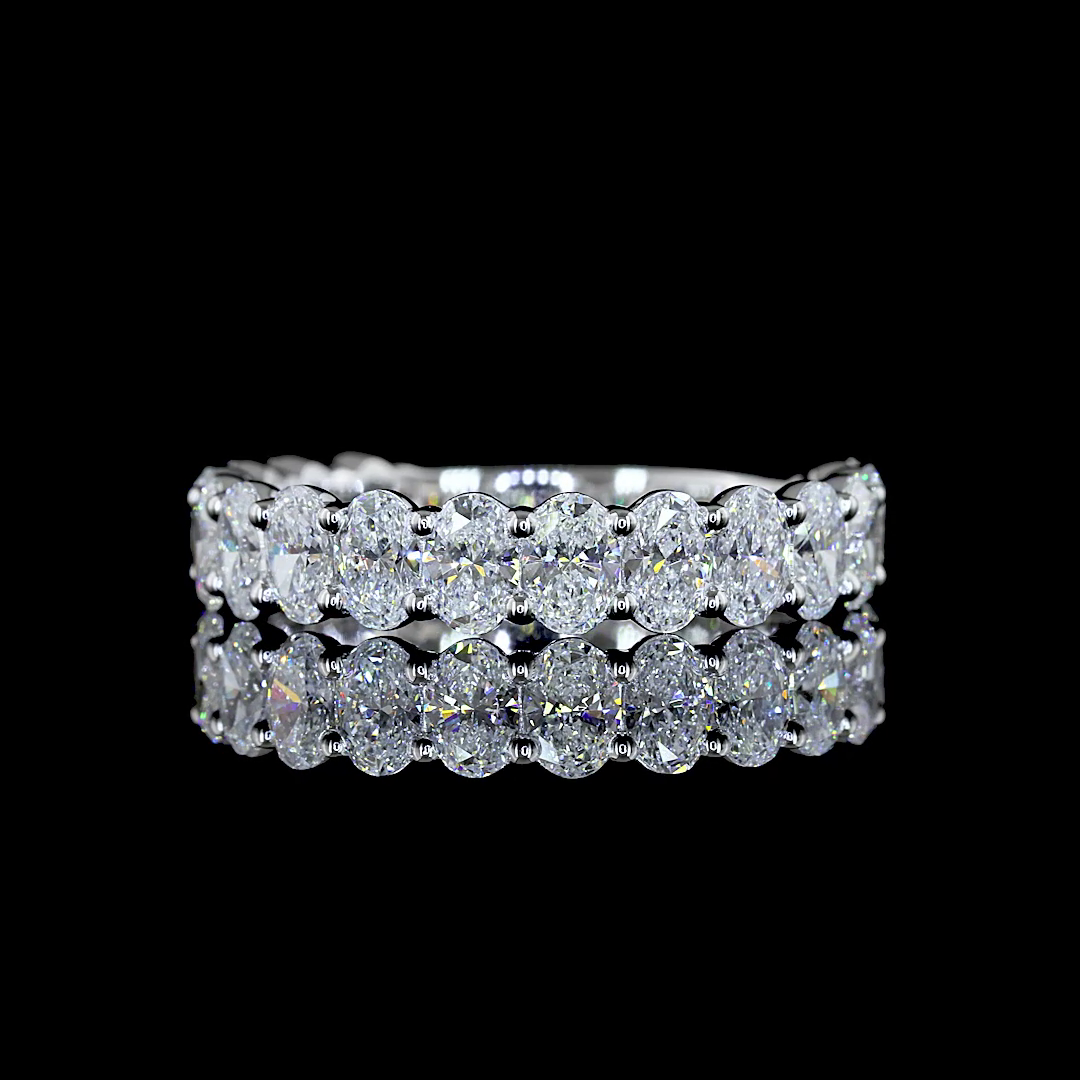 Lab-Grown 2.02 Carat Oval E-VS Diamond 14K White Gold 3/4 Band Eternity Band