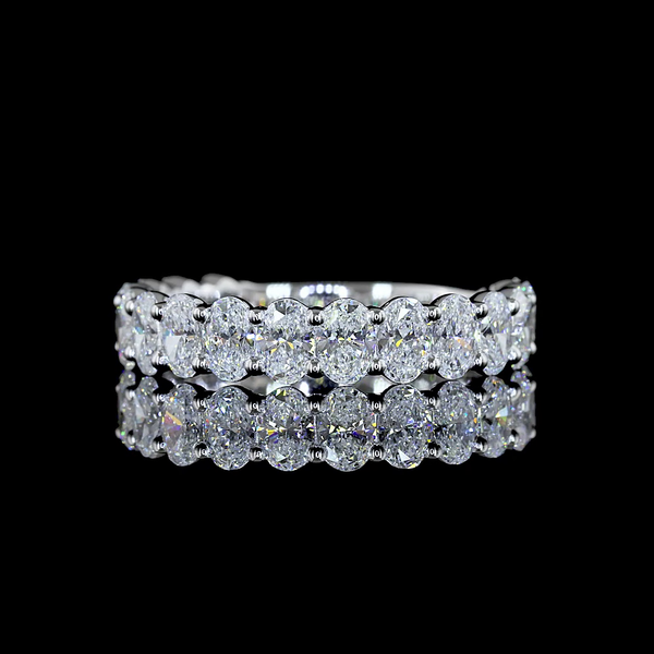 Lab-Grown 2.02 Carat Oval E-VS Diamond 14K White Gold 3/4 Band Eternity Band