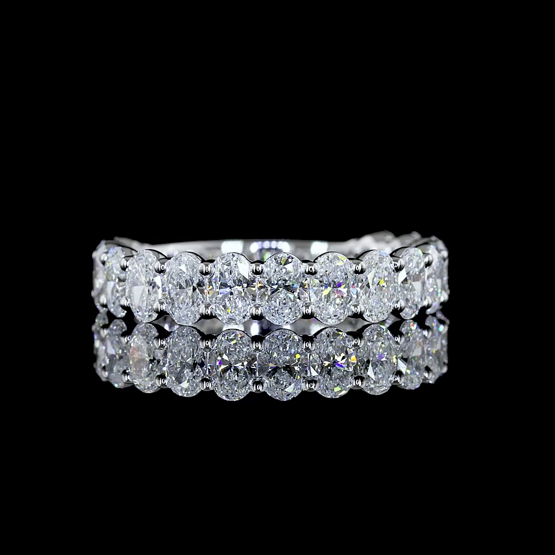 Lab-Grown 2.05 Carat Oval - Diamond 14K White Gold 3/4 Band Eternity Band