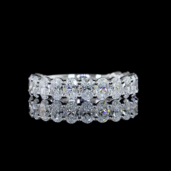Lab-Grown 2.05 Carat Oval - Diamond 14K White Gold 3/4 Band Eternity Band