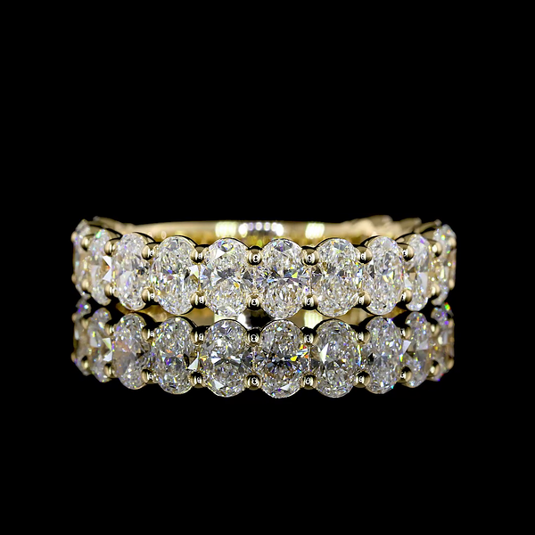 Lab-Grown 2.03 Carat Oval E-VS Diamond 14K Yellow Gold 3/4 Band Eternity Band