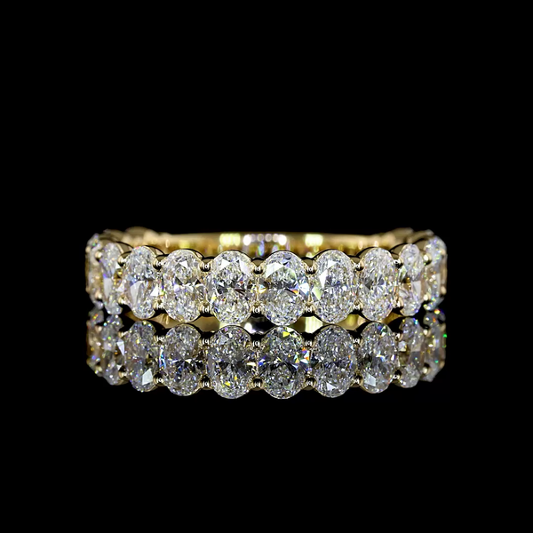 Lab-Grown 2.09 Carat Oval E-VS2 Diamond 14K Yellow Gold 3/4 Band Eternity Band