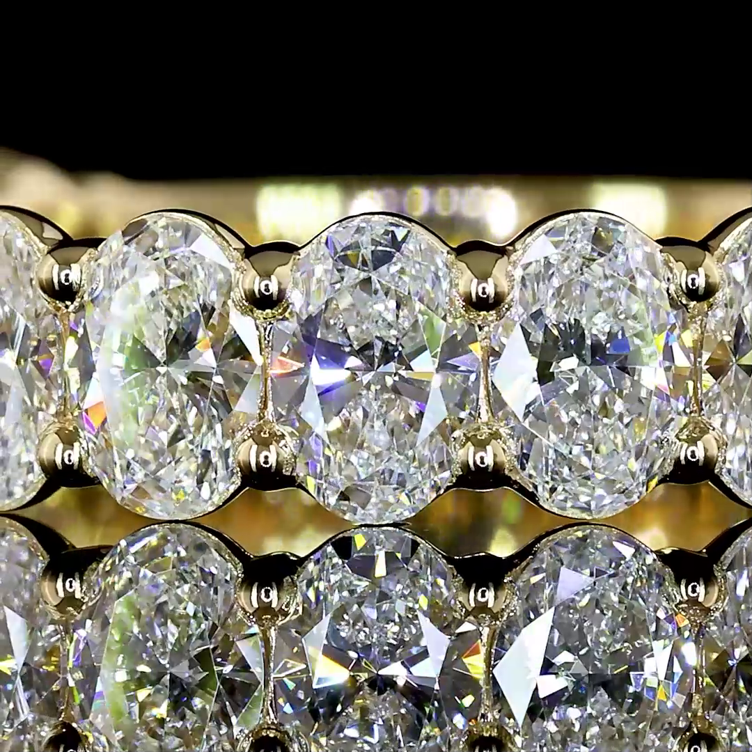 Lab-Grown 2.09 Carat Oval E-VS2 Diamond 14K Yellow Gold 3/4 Band Eternity Band