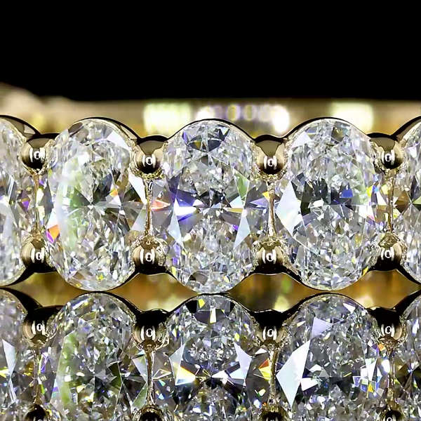 Lab-Grown 2.09 Carat Oval E-VS2 Diamond 14K Yellow Gold 3/4 Band Eternity Band