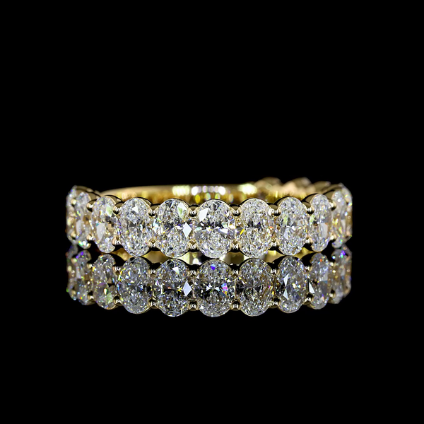 Lab-Grown 2.04 Carat Oval E-VS Diamond 14K Yellow Gold 3/4 Band Eternity Band