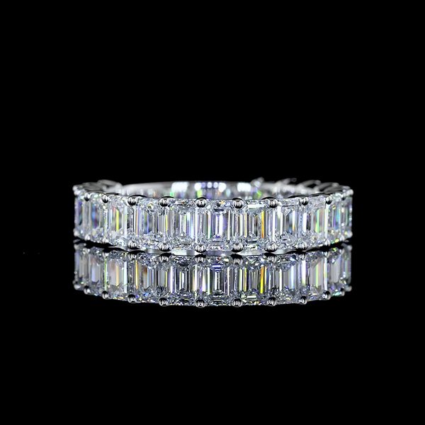 Lab-Grown 2.59 Carat Emerald E-VS1 Diamond 14K White Gold 3/4 Band Eternity Band