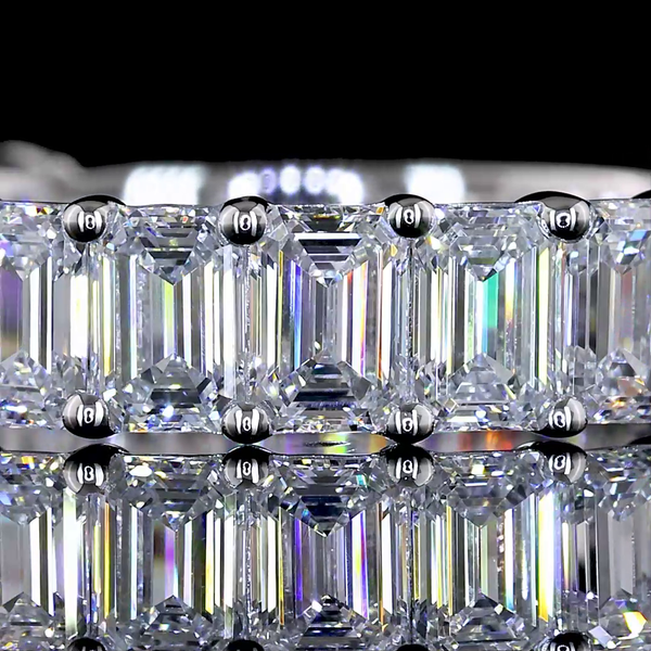 Lab-Grown 2.59 Carat Emerald E-VS1 Diamond 14K White Gold 3/4 Band Eternity Band