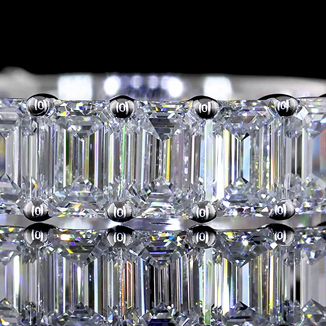 Lab-Grown 2.57 Carat Emerald E-VS Diamond 14K White Gold 3/4 Band Eternity Band