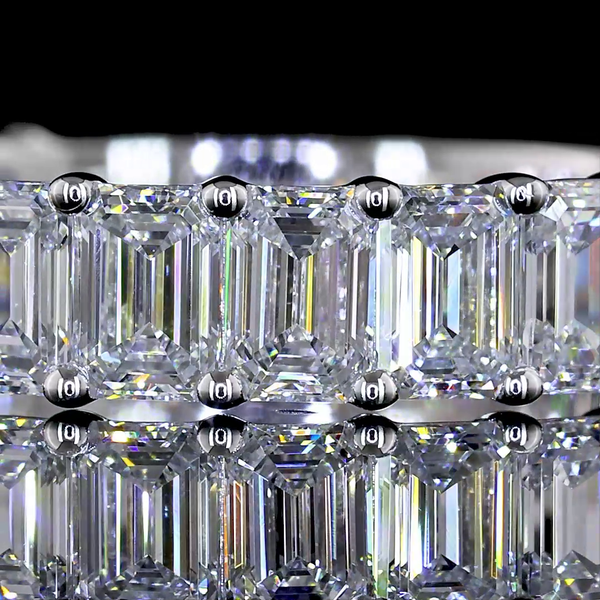Lab-Grown 2.57 Carat Emerald E-VS Diamond 14K White Gold 3/4 Band Eternity Band