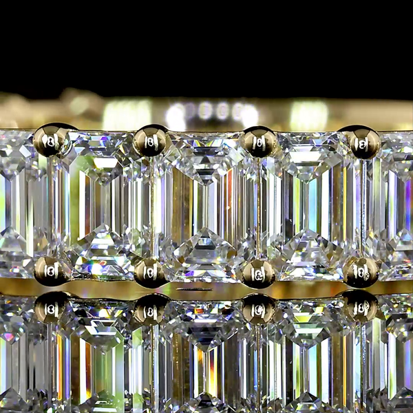 Lab-Grown 2.58 Carat Emerald E-VS Diamond 14K White Gold 3/4 Band Eternity Band