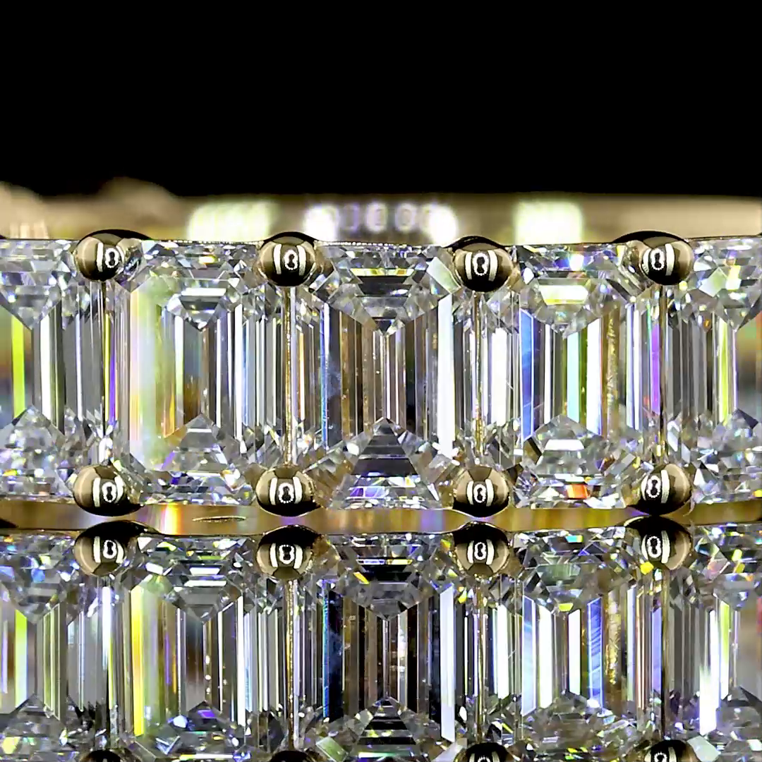 Lab-Grown 2.62 Carat Emerald E-VS Diamond 14K Yellow Gold 3/4 Band Eternity Band