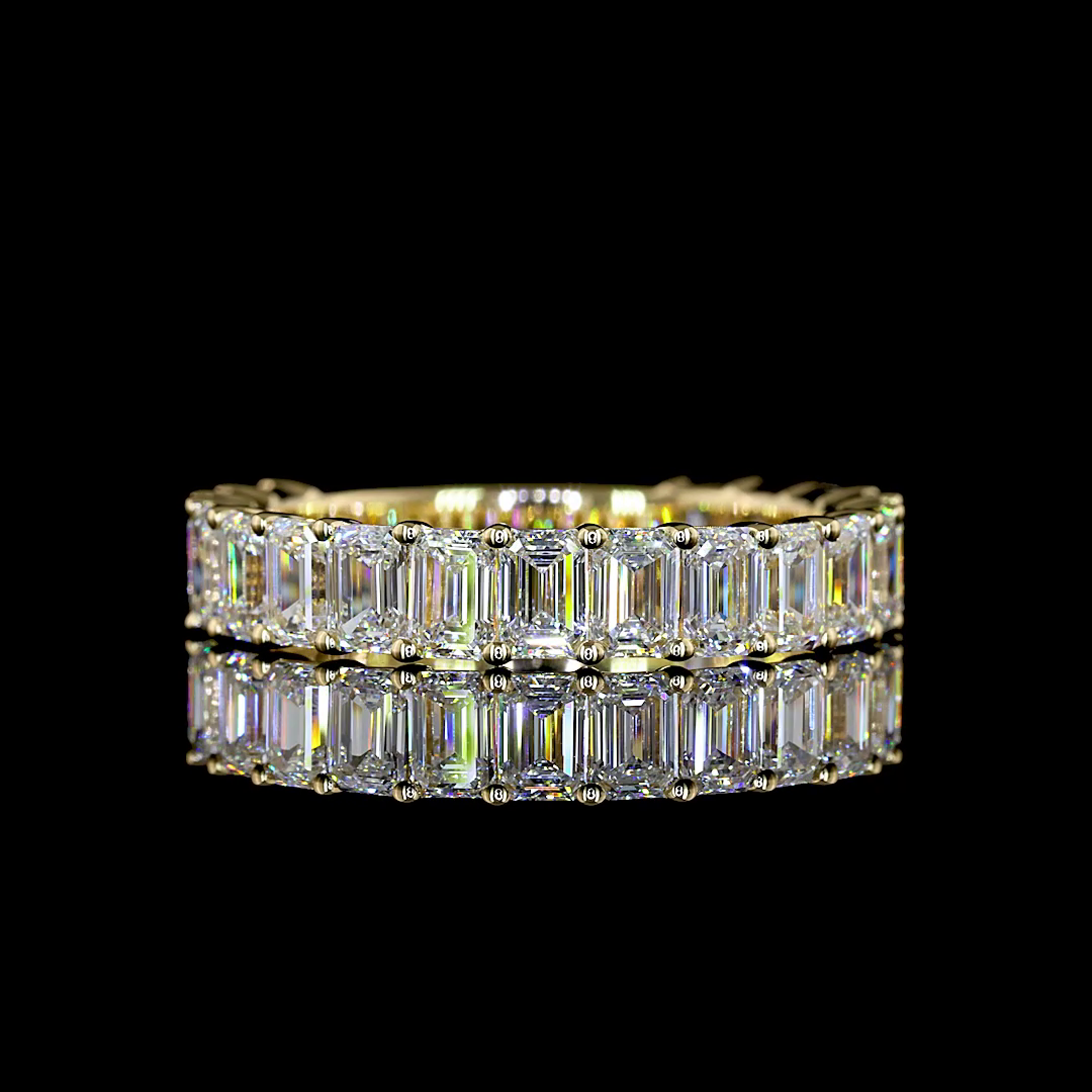 Lab-Grown 2.61 Carat Emerald E-VS Diamond 14K Yellow Gold 3/4 Band Eternity Band
