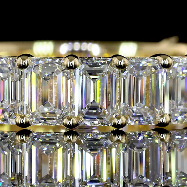 Lab-Grown 2.6 Carat Emerald E-VS Diamond 14K Yellow Gold 3/4 Band Eternity Band