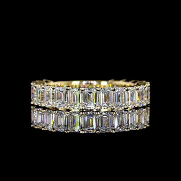 Lab-Grown 2.6 Carat Emerald E-VS Diamond 14K Yellow Gold 3/4 Band Eternity Band
