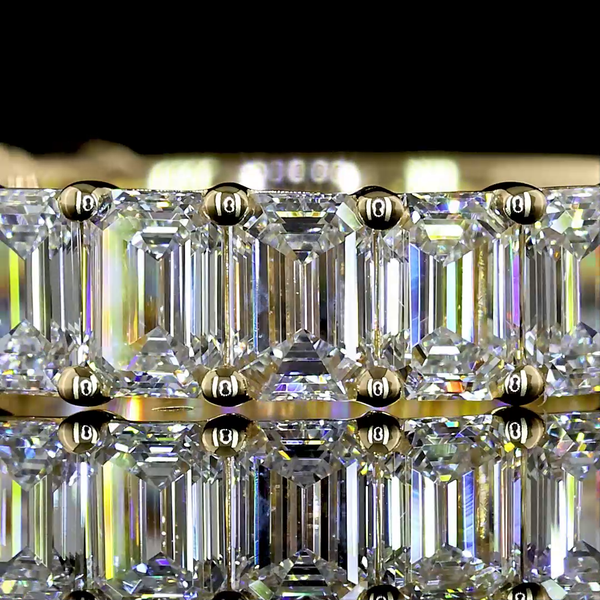 Lab-Grown 2.62 Carat Emerald E-VS Diamond 14K Yellow Gold 3/4 Band Eternity Band