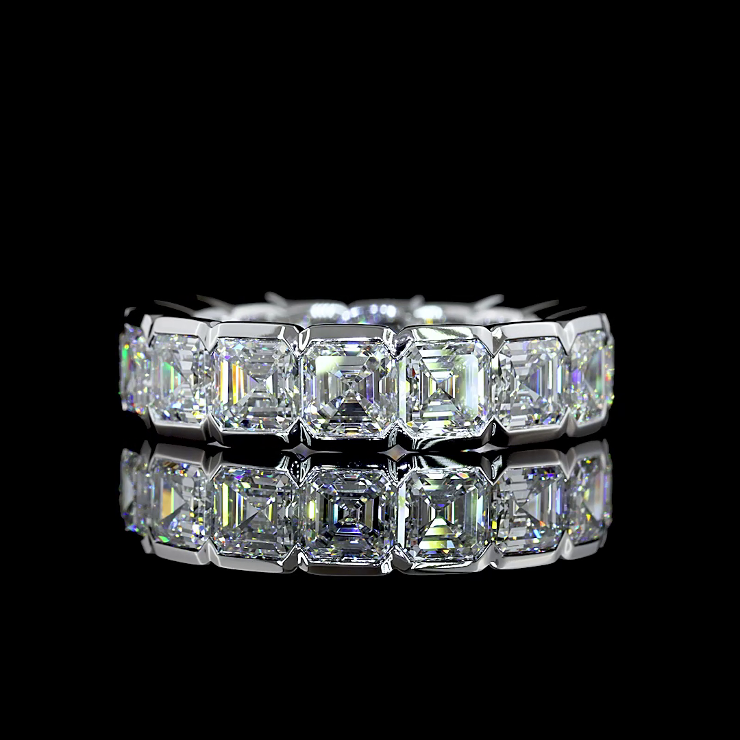 Lab-Grown 6.4 Carat Asscher - Diamond 14K White Gold Eternity Band Eternity Band
