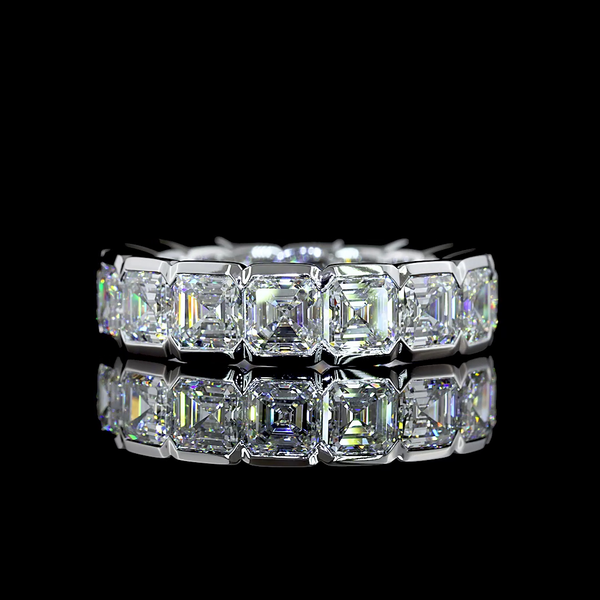 Lab-Grown 6.4 Carat Asscher - Diamond 14K White Gold Eternity Band Eternity Band