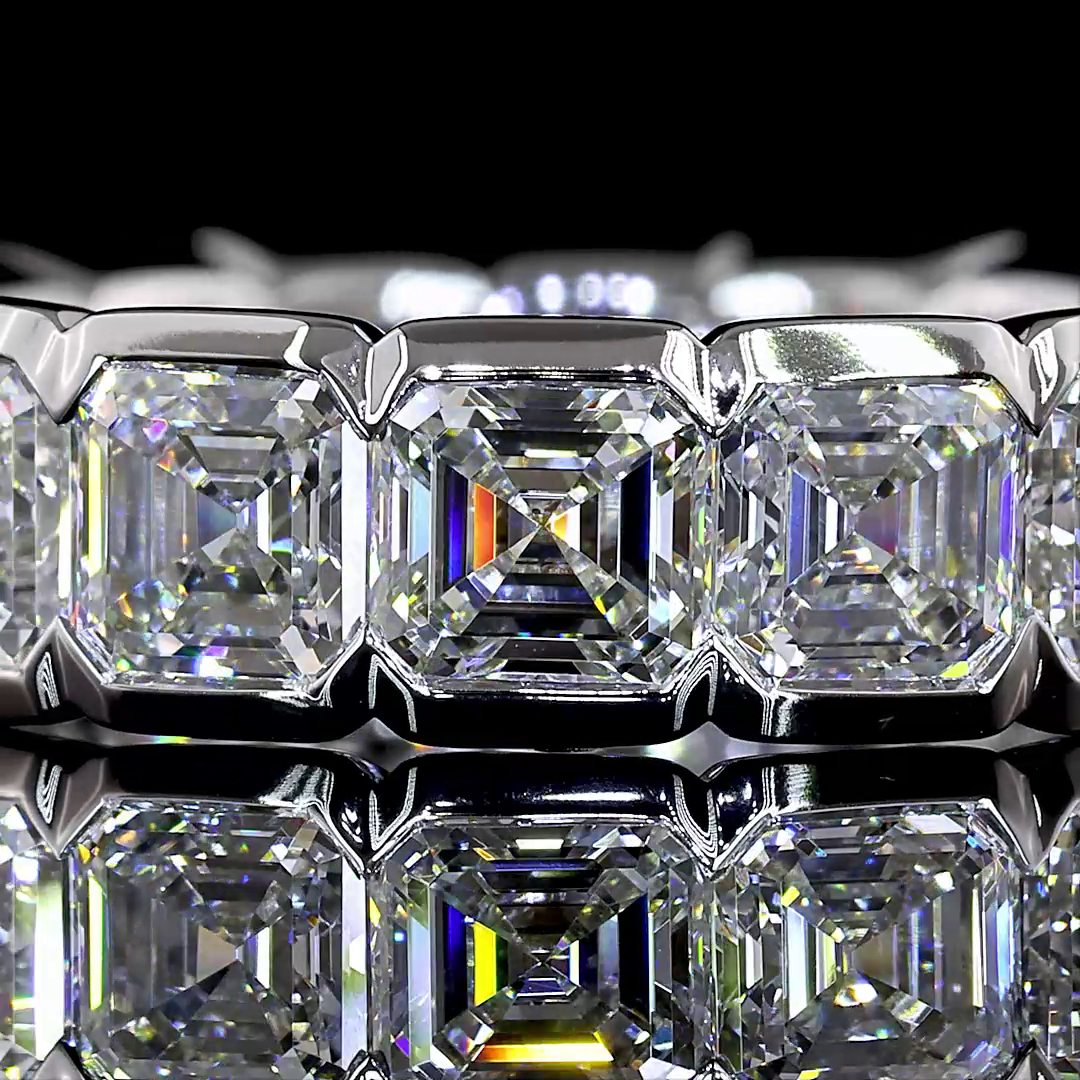 Lab-Grown 6.4 Carat Asscher - Diamond 14K White Gold Eternity Band Eternity Band