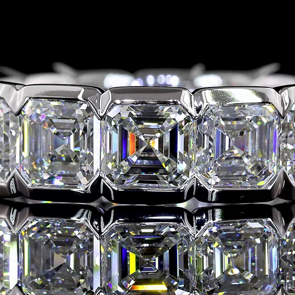 Lab-Grown 6.4 Carat Asscher - Diamond 14K White Gold Eternity Band Eternity Band