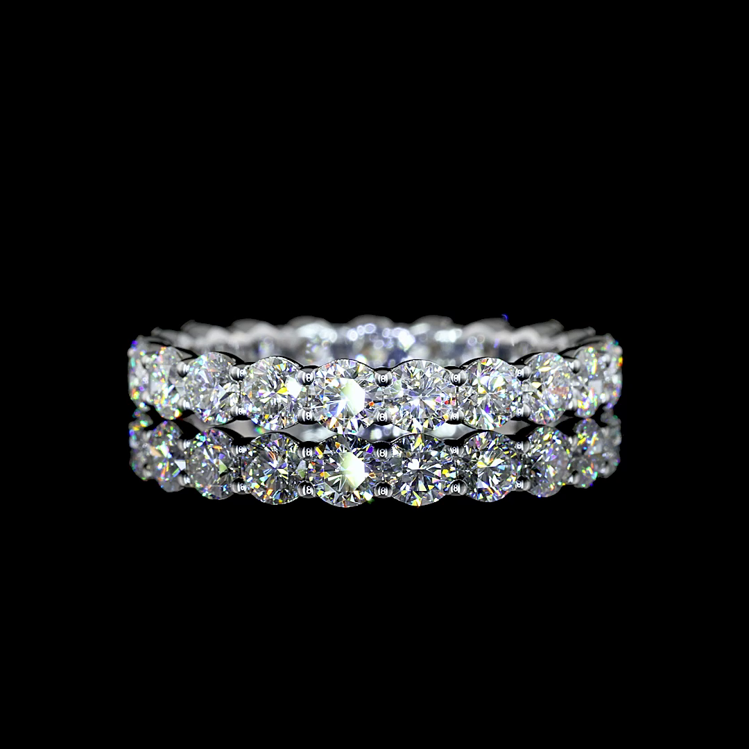 Lab-Grown 2.01 Carat Round E-VS1 Diamond Silver Eternity Band Eternity Band