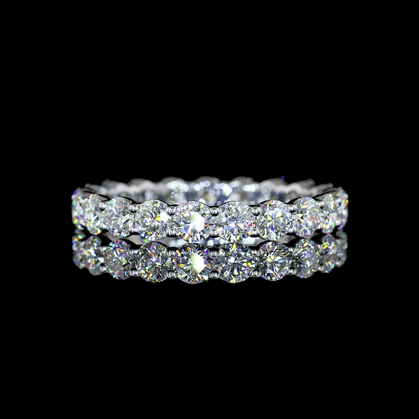 Lab-Grown 2.01 Carat Round E-VS1 Diamond Silver Eternity Band Eternity Band