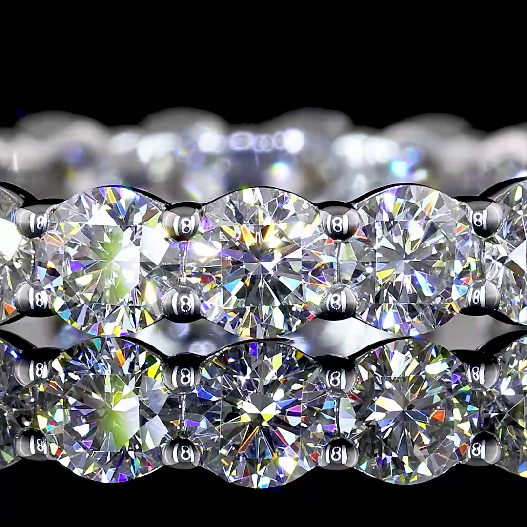 Lab-Grown 2.01 Carat Round E-VS1 Diamond Silver Eternity Band Eternity Band