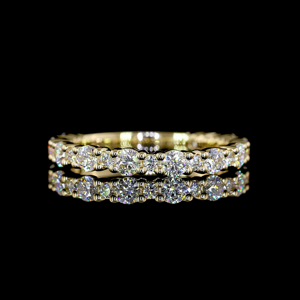 Lab-Grown 0.74 Carat Round - Diamond 14K Yellow Gold 3/4 Band Eternity Band