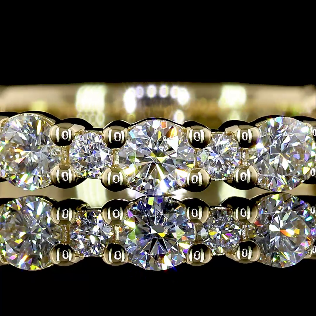 Lab-Grown 0.74 Carat Round - Diamond 14K Yellow Gold 3/4 Band Eternity Band