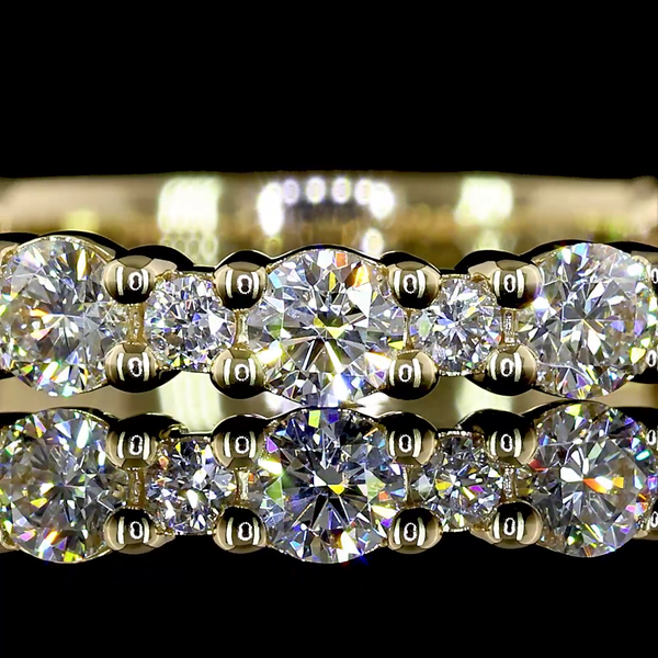 Lab-Grown 0.74 Carat Round - Diamond 14K Yellow Gold 3/4 Band Eternity Band
