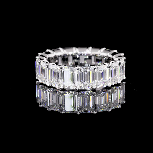 Lab-Grown 5.98 Carat Emerald E-VS1 Diamond 14K White Gold Eternity Band Eternity Band