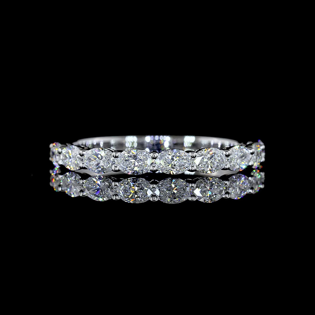Lab-Grown 0.86 Carat Oval E-F- Diamond 14K White Gold Half Eternity Band