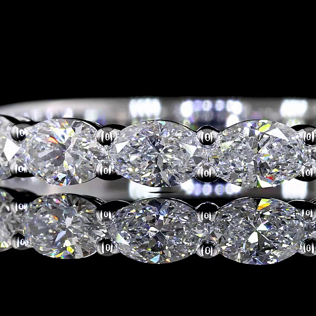 Lab-Grown 0.86 Carat Oval E-F- Diamond 14K White Gold Half Eternity Band