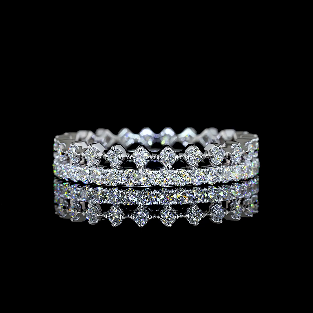 Lab-Grown 1 Carat Round - Diamond 14K White Gold Eternity Band
