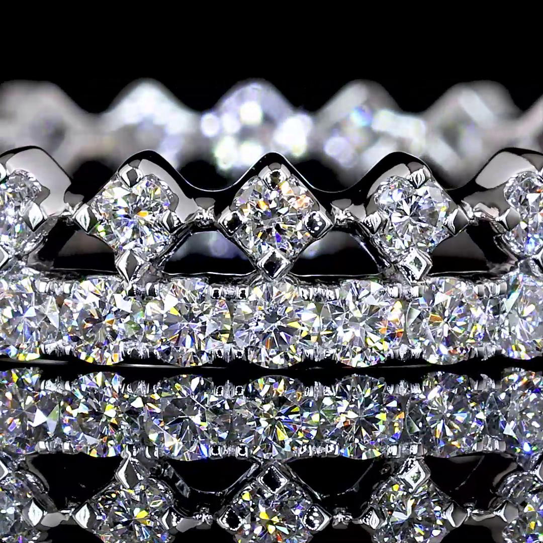 Lab-Grown 1 Carat Round - Diamond 14K White Gold Eternity Band