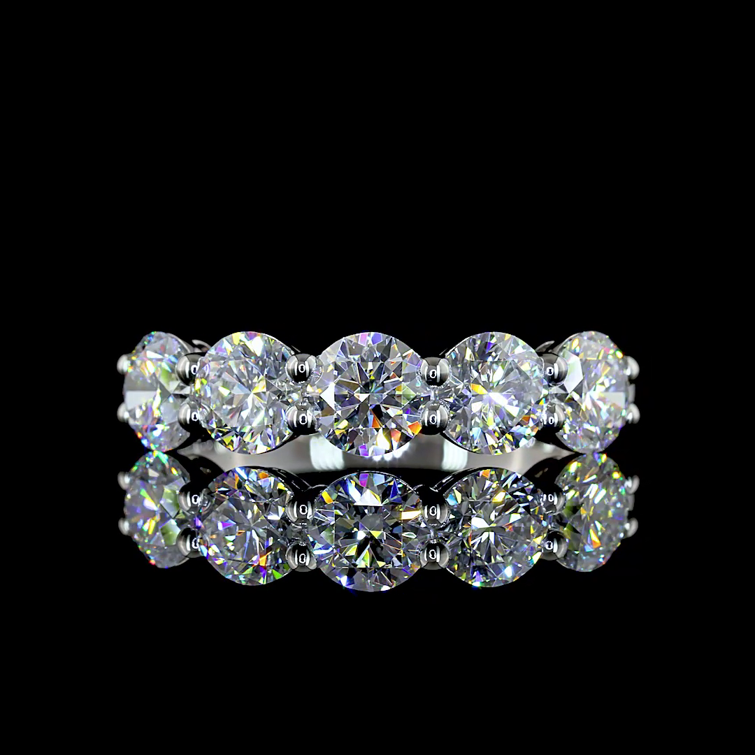 Lab-Grown 1.94 Carat Round - Diamond Platinum 5 Stones Eternity Band