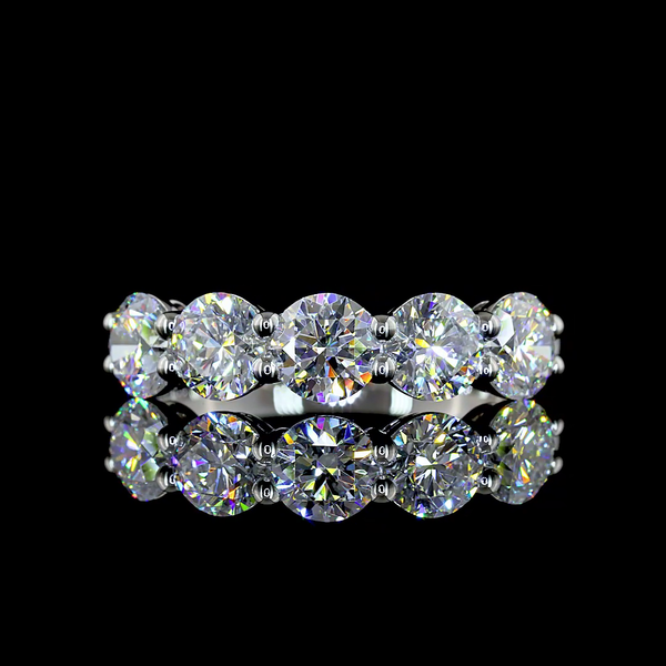 Lab-Grown 1.94 Carat Round - Diamond Platinum 5 Stones Eternity Band