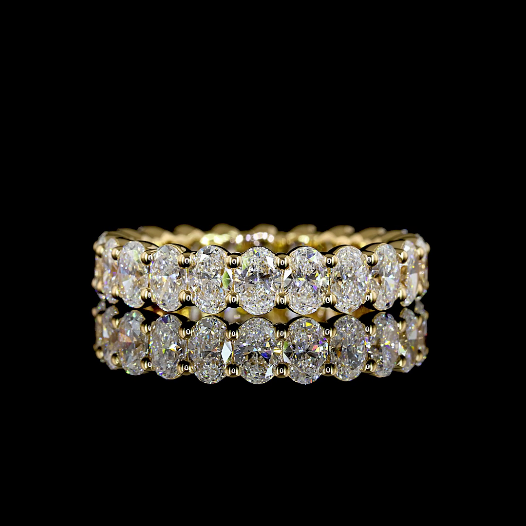Lab-Grown 3.03 Carat Oval E-VS Diamond 18K Yellow Gold Eternity Band Eternity Ba