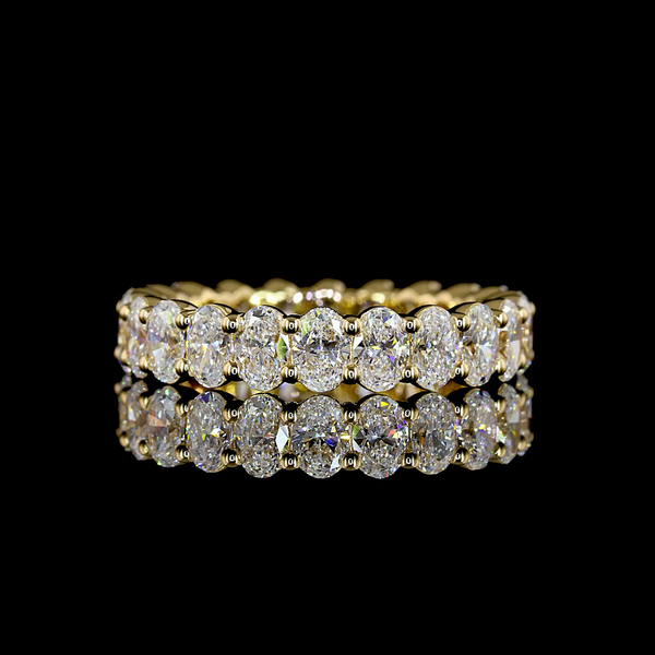 Lab-Grown 3.03 Carat Oval E-VS Diamond 18K Yellow Gold Eternity Band Eternity Ba