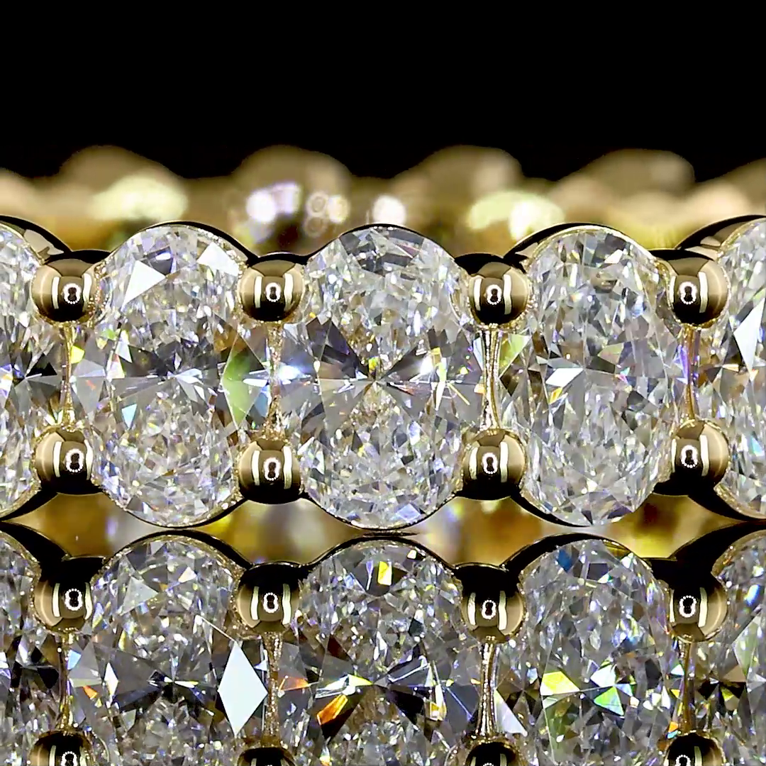 Lab-Grown 3.03 Carat Oval E-VS Diamond 18K Yellow Gold Eternity Band Eternity Ba