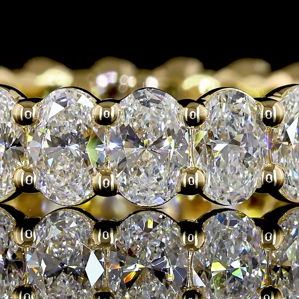 Lab-Grown 3.03 Carat Oval E-VS Diamond 18K Yellow Gold Eternity Band Eternity Ba